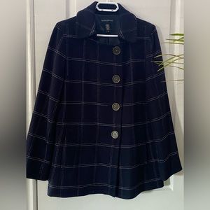 Banana Republic Navy Plaid Peacoat